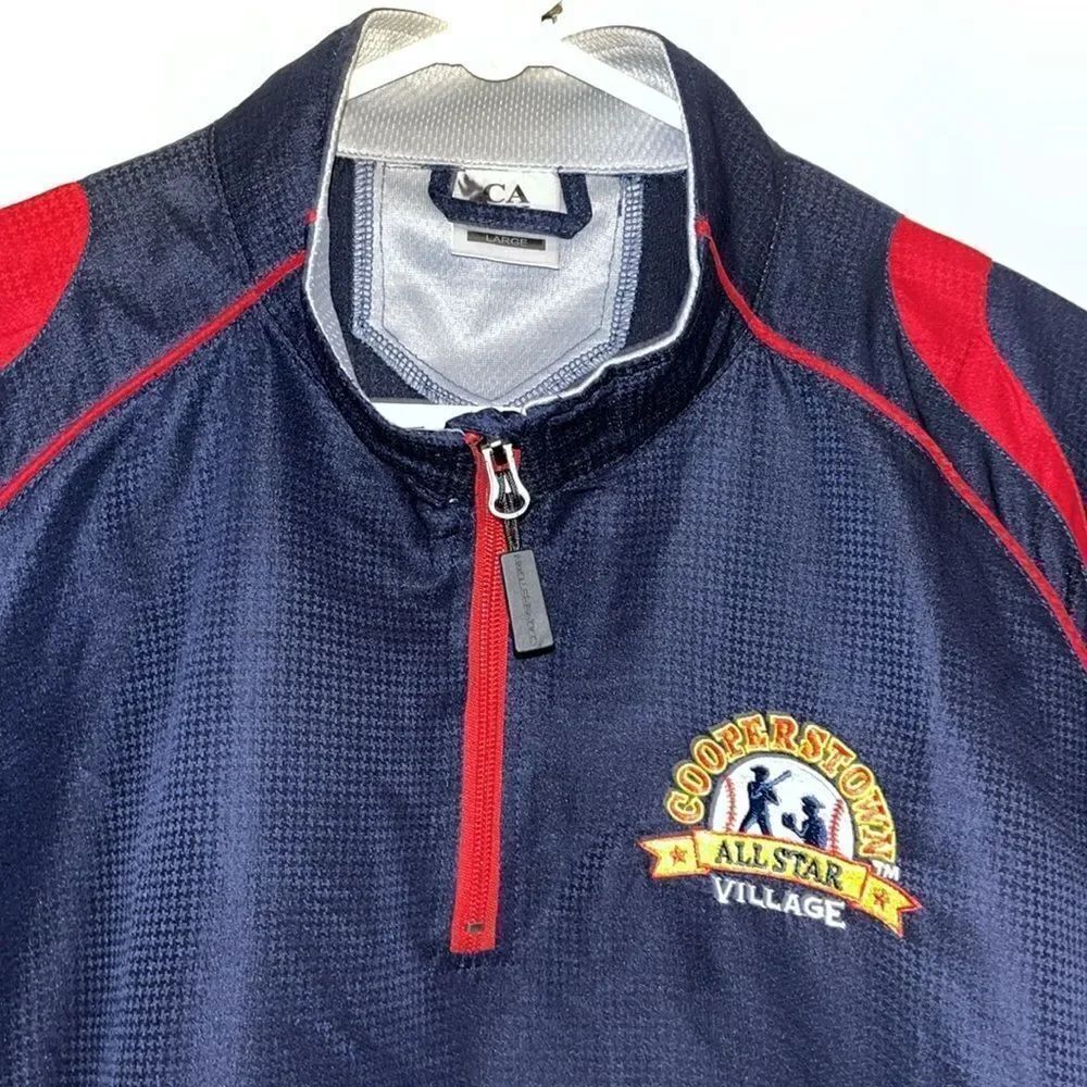 Blue men’s Cooperstown All Star village pullover warm up baseball batting jersey